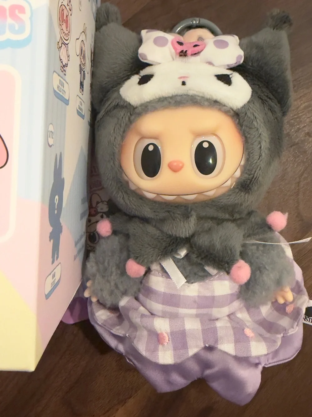 Pop Mart The Monsters x Hello Kitty and Friends Kuromi Gray Plush Keychain
